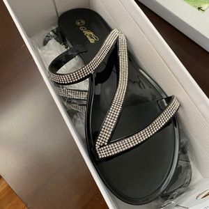 Black and silver sandals